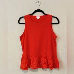 J.Crew-Spring Peplum Eyelet Hem Top – Tangerine/Small